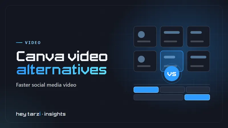 Cover for Canva Video Alternatives: a grid of design templates with one selected, a vs badge and an editing timeline below